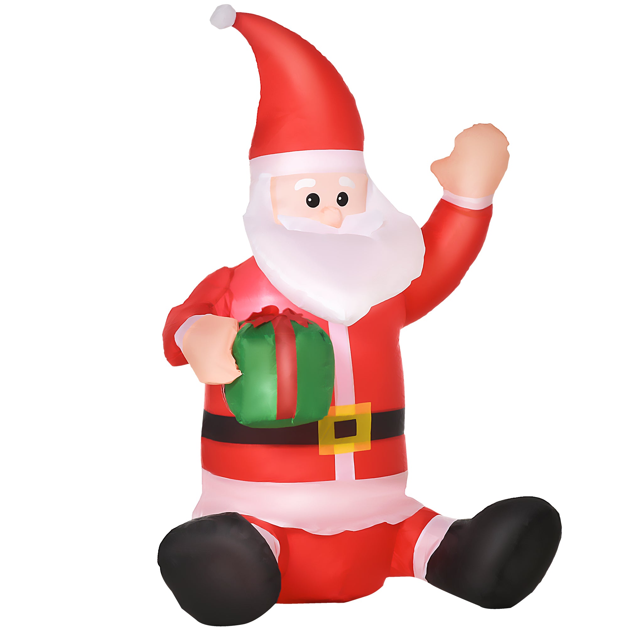HOMCOM 4ft Inflatable Christmas Santa Claus Gift with LED Xmas Décor Holiday Outdoor Yard Decoration 