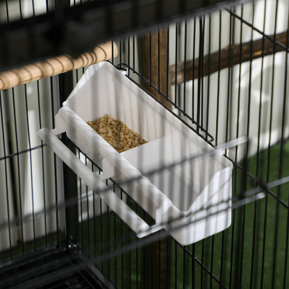 PawHut Bird Cage Budgie Cage 2 In 1 Large Aviary with Wheels Removable Trays for Finch Canaries Cockatiels Black