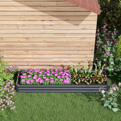 Outsunny 60 x 240cm Galvanised Steel Planter, with Open Bottom 