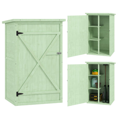 Outsunny Wooden Small Shed, Garden Storage Shed with Shelves and Bolt Latch, 75L x 56W x115H cm, Green 