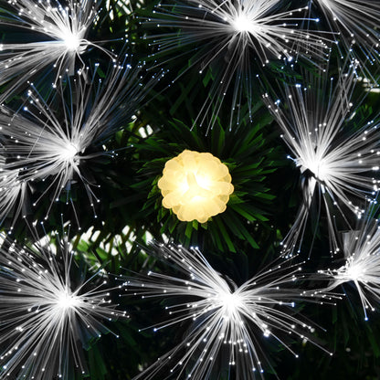 HOMCOM 4ft White Light Artificial Christmas Tree w/ 130 LEDs Star Topper Tri-Base Full Bodied Seasonal Decoration Pre-Lit Home 