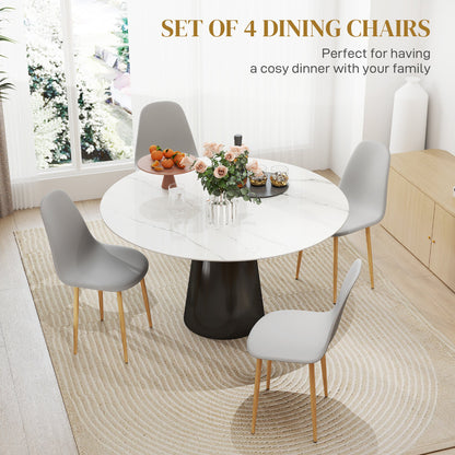 HOMCOM Modern Dining Chairs Set of 4, Kitchen Chairs with Backrest and Steel Legs for Dining Room, Living Room, Grey 