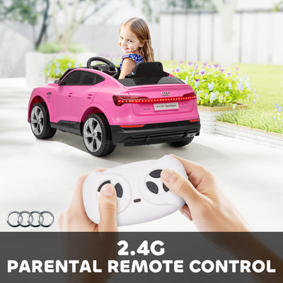 HOMCOM 12V Kids Electric Ride on, Electric Car for Kids with Parental Remote, Music, Lights, Suspension Wheels, Pink 
