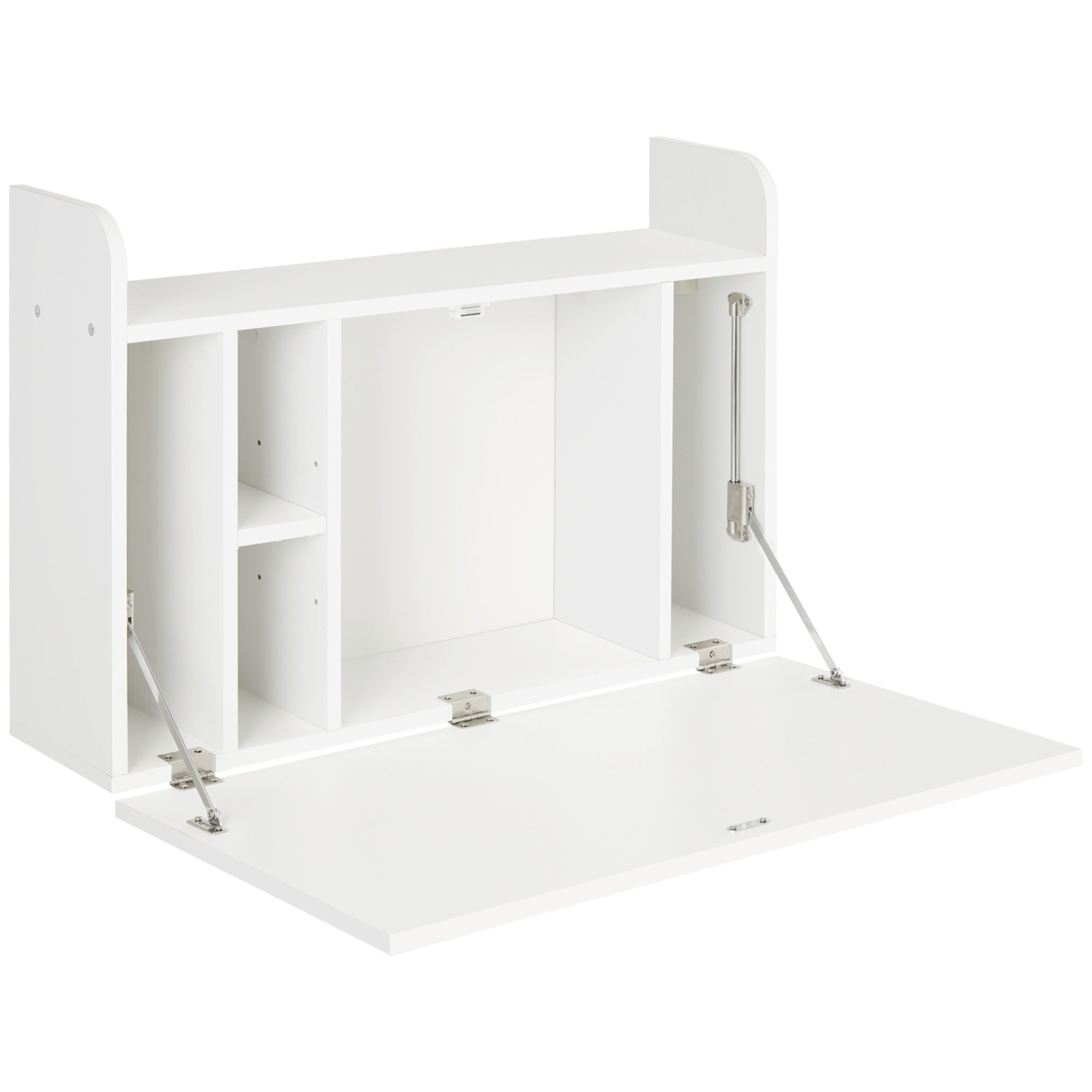 HOMCOM Wall Mounted Table, Drop Leaf Floating Laptop Desk with Space Saving Storage Compartments for Home Office and Study, 77cm x 20cm x 51cm, White 