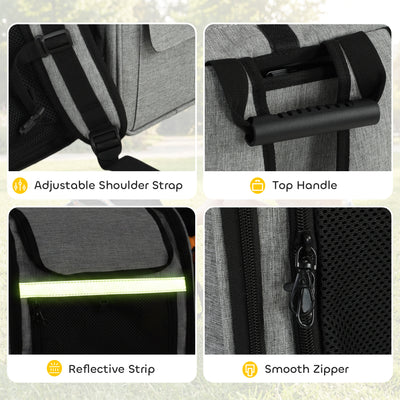 PawHut Dog Carrier Backpack Expandable, Breathable Pet Carrier Bag for Small Puppy Cat with Reflective Strip for Travel Hiking