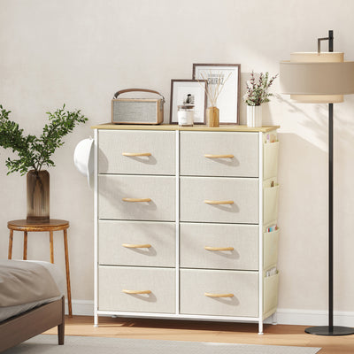 HOMCOM Chest of Eight Fabric Drawers - Beige 