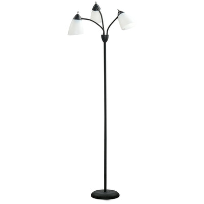 HOMCOM Arc Tree Floor Lamp with 3 Adjustable Rotating Lights, for Bedroom Living Room, Industrial Standing Lamp with Steel Frame, 155cm, Black 