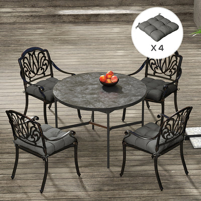 Outsunny 4-Piece Seat Cushion Pillows Replacement, Patio Chair Cushions Set with Ties for Indoor Outdoor, Charcoal Grey 