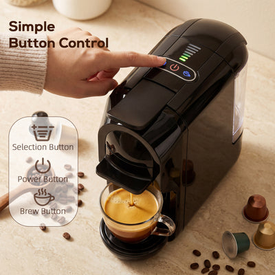 HOMCOM Pod Coffee Machine for Nespresso, Dolce Gusto Capsule & Ground Coffee, Small Semi Automatic Coffee Maker, 19 Bar, 0.6L 
