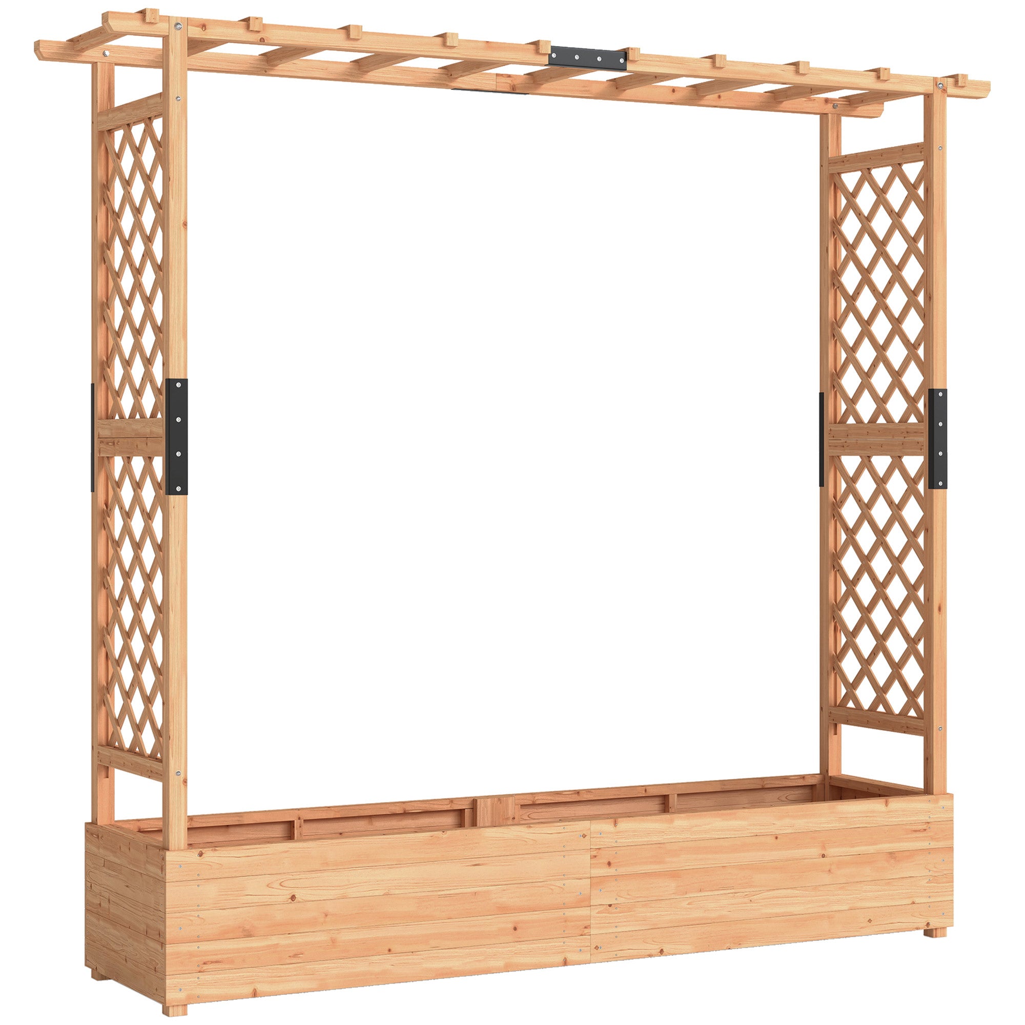 Outsunny Fir Wood 171 x 39 cm Planter and Trellis Garden Bed 