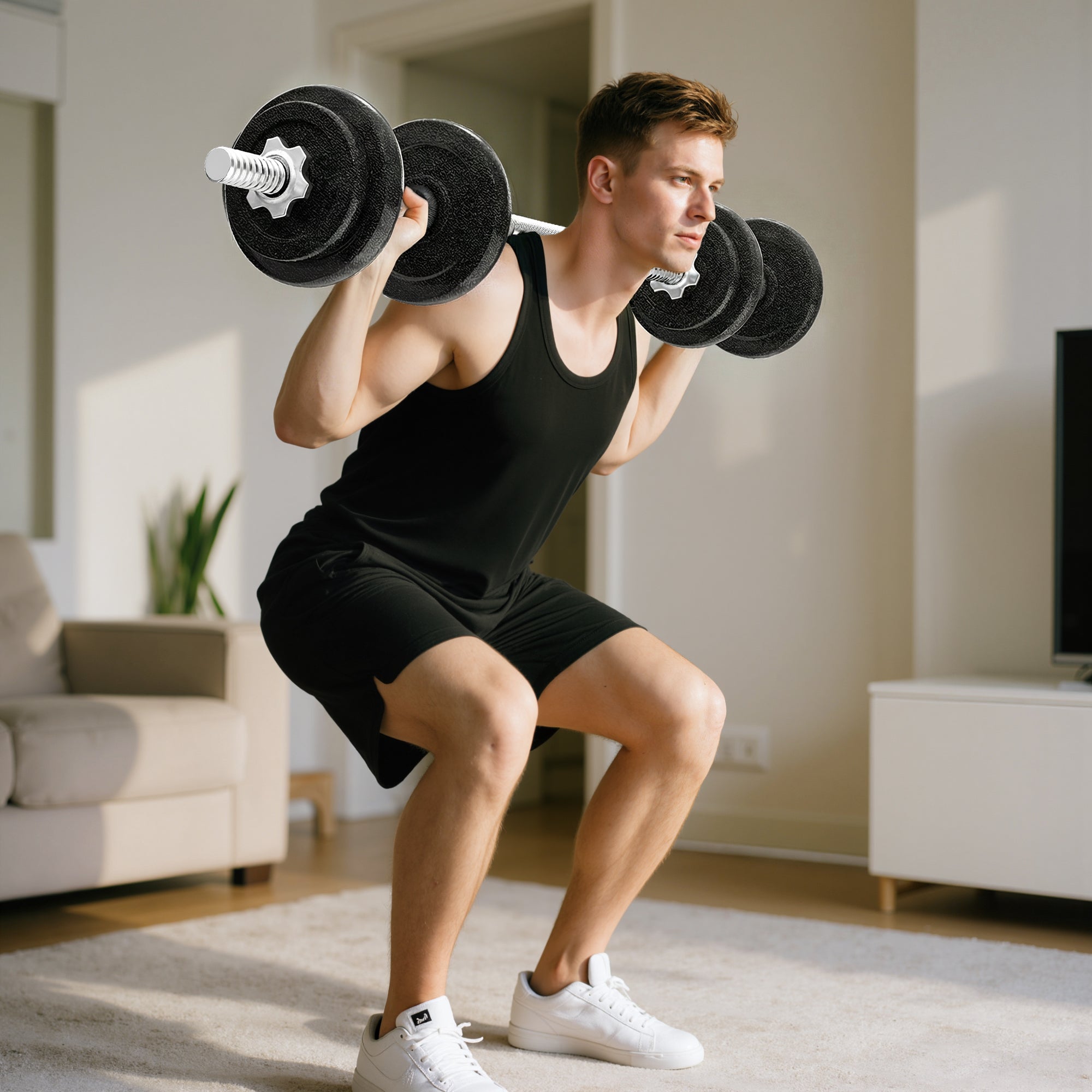 SPORTNOW 2-in-1 Adjustable Dumbbells Set, 20kg Cast Iron Weights Dumbbells Set with Non-Slip Grip for Strength Training, Weight Lifting, Bodybuilding, Home Gym Workout Equipment for Men & Women 