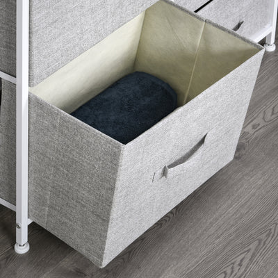 HOMCOM 5 Drawer Linen Basket Storage Unit Home Organisation w/ Shelf Handles Metal Frame Adjustable Feet Hallway Home Dresser Grey 