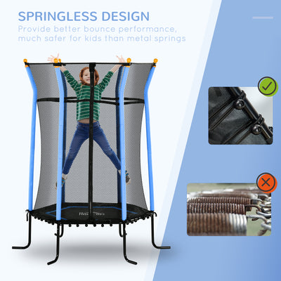 HOMCOM Kids Trampoline Mini Bouncer with Enclosure Safety Net For Ages 3-10 Years - Blue 