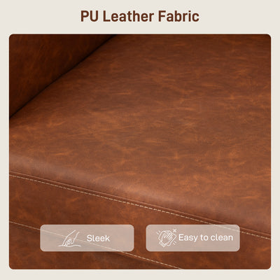 HOMCOM Faux Leather Marble-Effect Two-Seater Sofa - Brown 