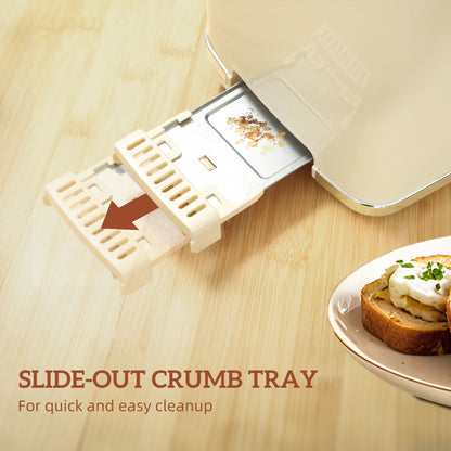 HOMCOM Touch Screen Kettle and Toaster Set - Cream