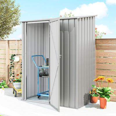 Outsunny 5ft x 3ft Garden Storage Shed, Outdoor Metal Shed with Sloped Roof, Aluminium Grey 