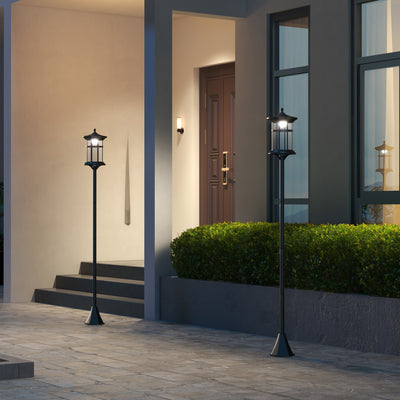 Outsunny Set of Two 1.8m Traditional Style Solar Lamp Posts - Black 