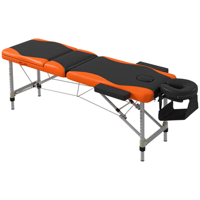 HOMCOM Foldable Massage Table Professional Salon SPA Facial Couch Bed Black and Orange 