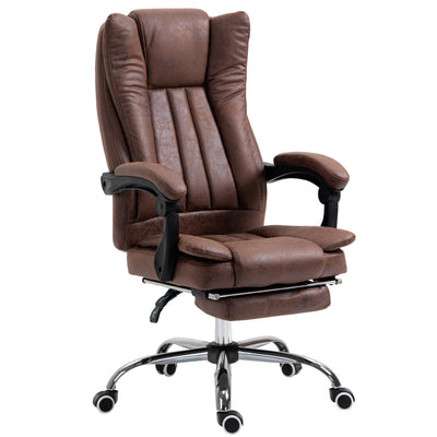 Vinsetto Home Office Chair Microfibre Desk Chair with Reclining Function Armrests Swivel Wheels Footrest Brown 