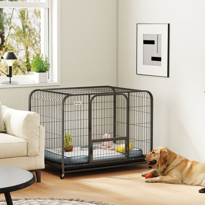 PawHut Heavy Duty Dog Crate,116 x 77 x 88 cm, Large Dog Cage for Small to Large Breeds