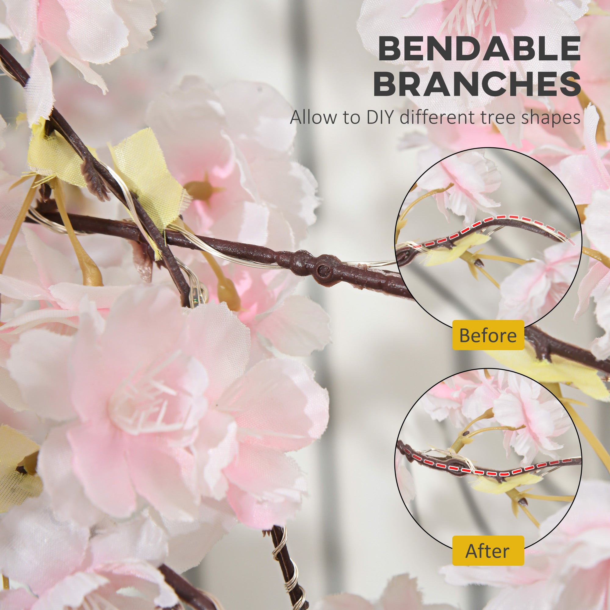 HOMCOM 450 LED Light Decorative Artificial Blossom Tree - Pink 