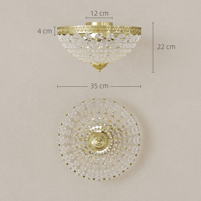 HOMCOM Crystal Chandelier Ceiling Light with 168 Octagonal Beads, Vintage 2-Light Flush Mount Ceiling Light for Living Room, Bedroom, Hallway, Dining Room, Gold Tone 
