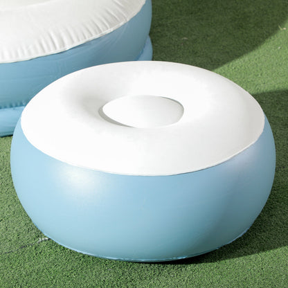 Outsunny Inflatable Tub Chair and Footstool - Blue/White 