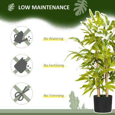 HOMCOM 2 PCs Artificial Plants Bamboo Tree in Pot Desk Fake Plants for Home Indoor Outdoor Decor, 15x15x60cm, Green 