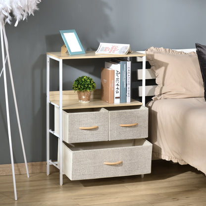HOMCOM 3 Drawer Storage Chest Unit Home Cabinet w/ Shelves Home Living Room Bedroom Entryway Living Furniture, Light Grey 