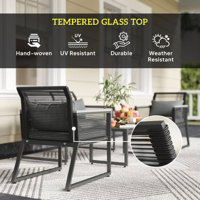 Outsunny 4 Pieces Rattan Garden Furniture Set - Charcoal Grey 