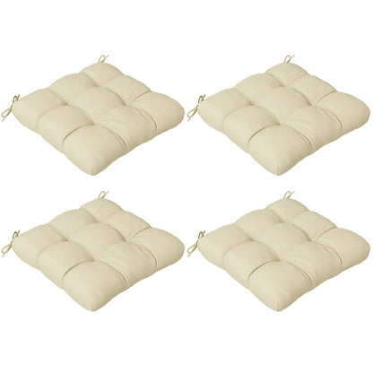 Outsunny 4-Piece Seat Cushion Pillows Replacement, Patio Chair Cushions Set with Ties for Indoor Outdoor, Beige
