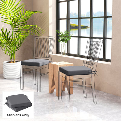 Outsunny Outdoor Chair Seat Cushions Set of 2, Garden Chair Cushions with 7cm Thick Foam & Ties, Dark Grey 