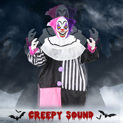 HOMCOM 5'6" Scary Laughing Clown Halloween Animatronic, with Glowing Eyes 