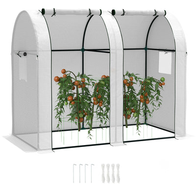 Outsunny 94 x 185cm Mini Two-Room Greenhouse - White 