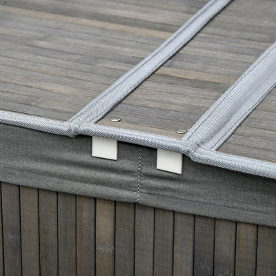 HOMCOM Bamboo Laundry Basket with Lid, 100 Litres Laundry Hamper with 2 Sections, Removable Washable Lining, Washing Baskets, 62.5 x 37 x 60.5cm, Grey 