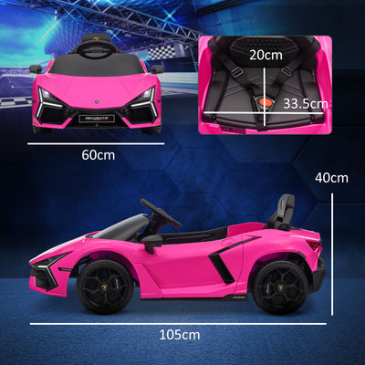 AIYAPLAY Lamborghini Revuelto Licensed 12V Ride on Car w/ Butterfly Doors, Transport Wheels, Suspension, Remote Control, Pink 
