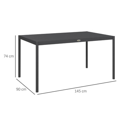 Outsunny Six-Seater Outdoor Table with Slatted Aluminium Top and Steel Legs 