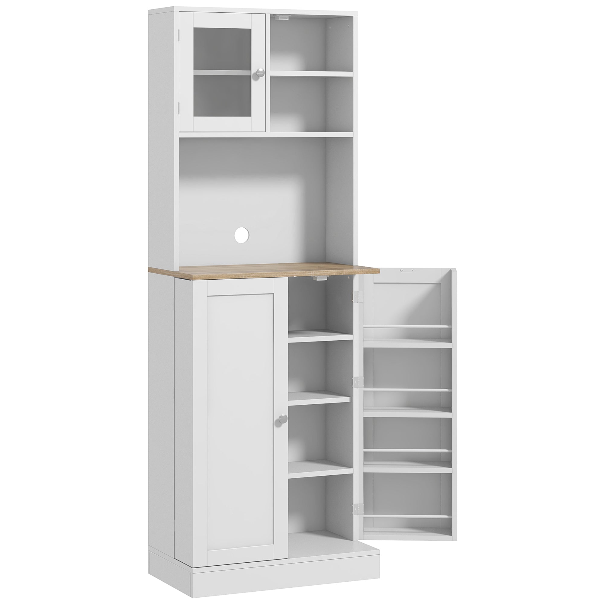 HOMCOM Two-Part Kitchen Storage Cabinet - White 