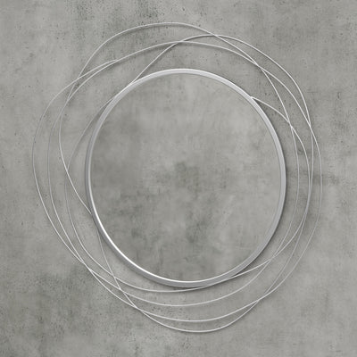 HOMCOM Abstract Metal Wire Wall Mirror, with Accessories - Silver 