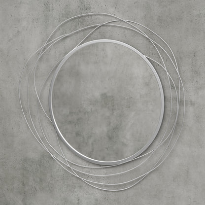 HOMCOM Abstract Metal Wire Wall Mirror, with Accessories - Silver 