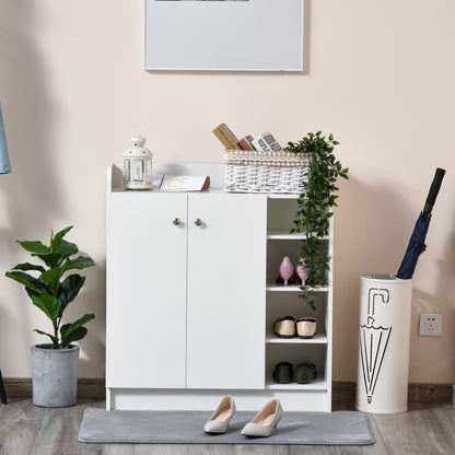 HOMCOM Shoe Storage Cabinet  Two Doors w/ Adjustable 4 Shelves Cupboard Footwear Rack Stand Organiser Hallway White 