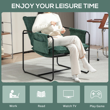 HOMCOM Minimal Padded Accent Chair, with Pockets - Green 