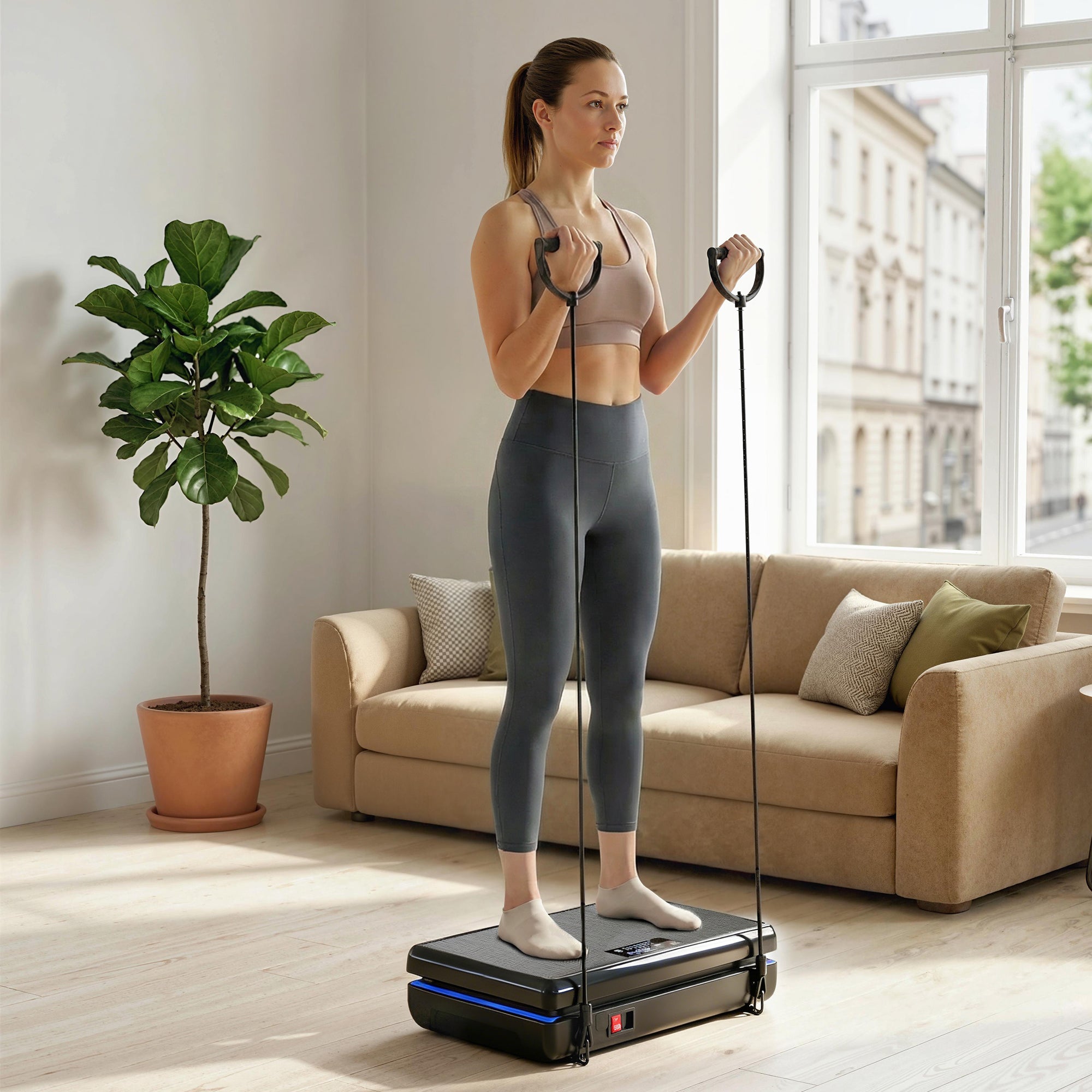 SPORTNOW Vibration Plate Exercise Machine with 120 Speed Levels, 5 Programs, Quiet Vibrating Plate with Resistance Bands 