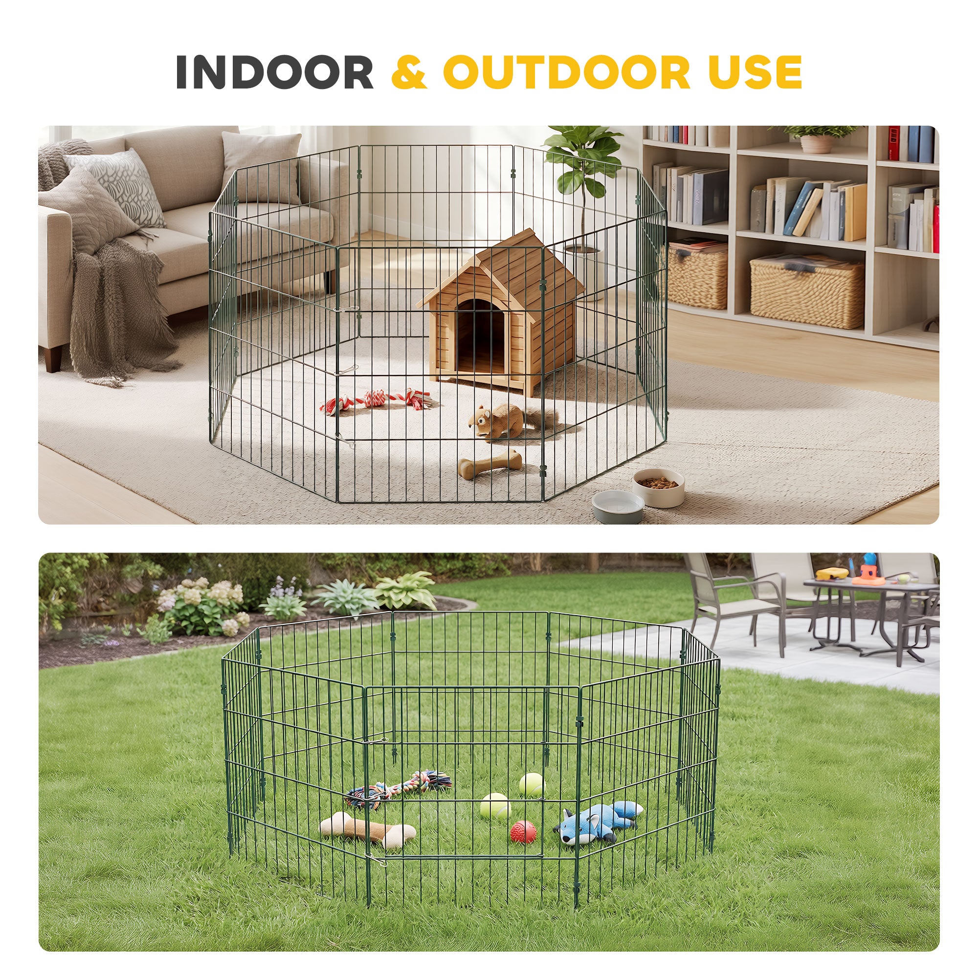 PawHut 8 Panel Pet Playpen for Small Dogs Indoor Outdoor 60 cm Height 