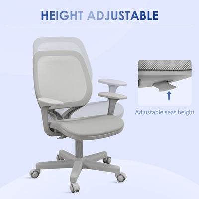 Vinsetto Office Chair, Breathable Mesh Swivel Desk Chair with Adjustable Height and  360° Swivel Security Wheels for Home Office, Study, Grey 