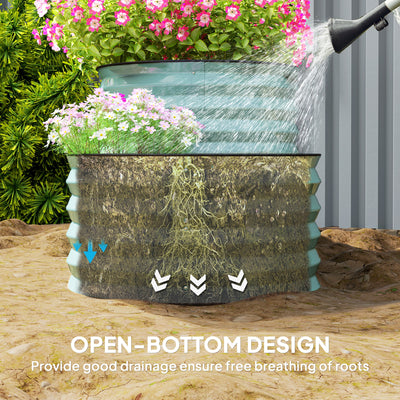 Outsunny Two-Tier Galvanised Steel Garden Planter - Dark Green 