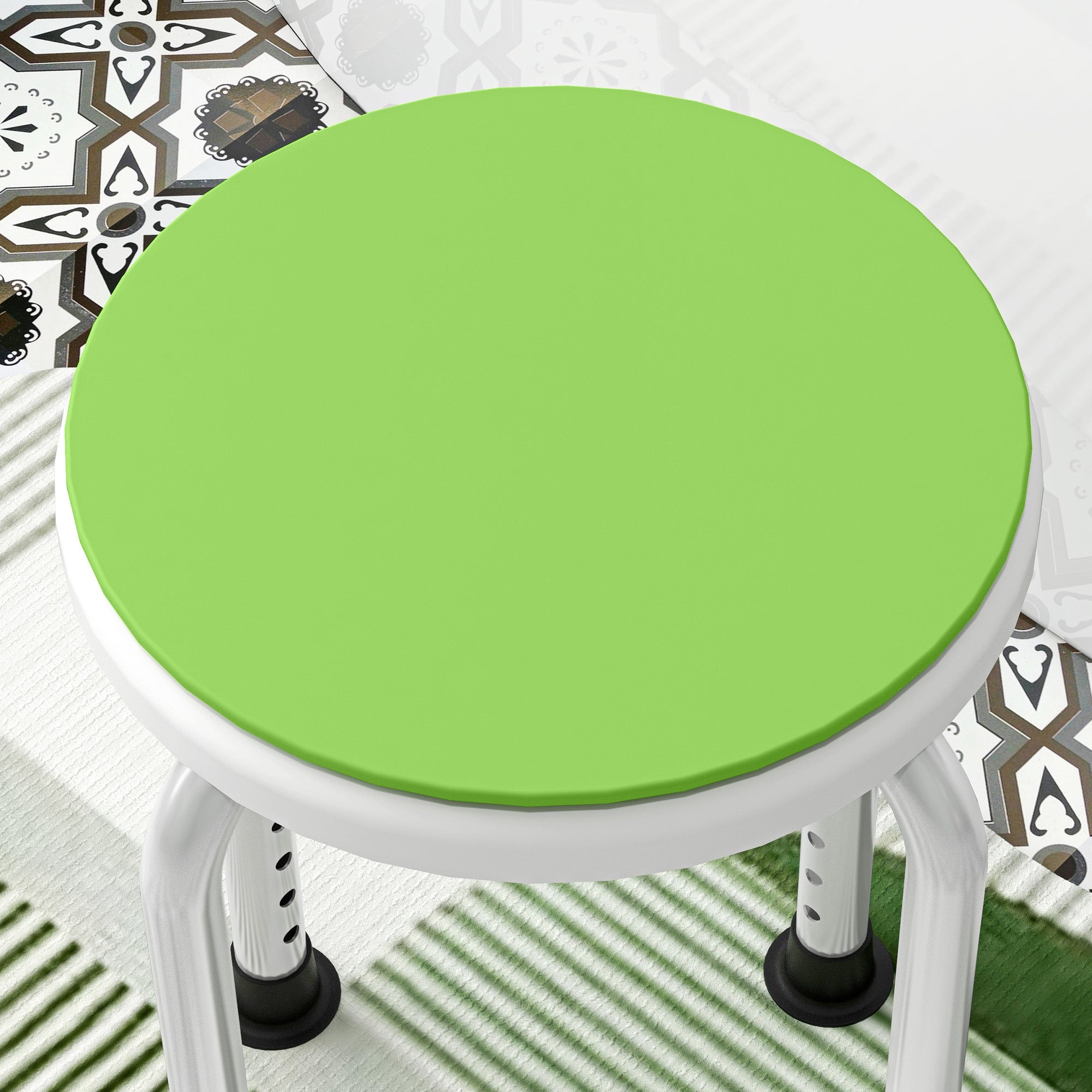 HOMCOM 360\'c2\'b0 Swivel Shower Chair, Height Adjustable Aluminium Shower Stool with Non-Slip Feet for Disabled, Elderly, Green