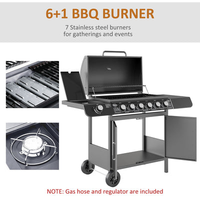 Outsunny Seven-Burner Gas BBQ Grill - Grey 
