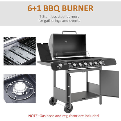 Outsunny Seven-Burner Gas BBQ Grill - Grey 