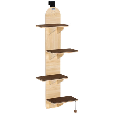 PawHut 4-Level Door Mounted Cat Tree with Washable Plush Mats, Toy Balls, Door Hanging Cat Shelf for Indoor Cats 
